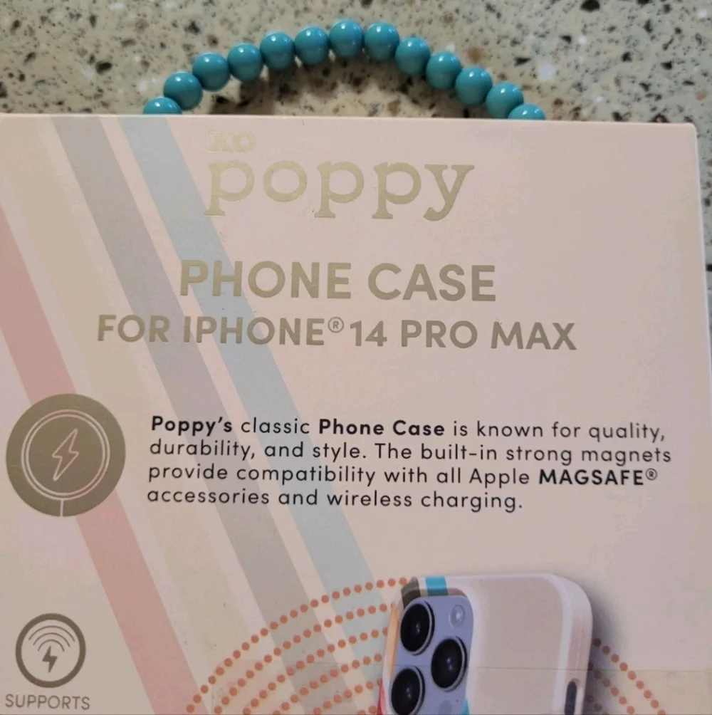 XO Poppy iPhone 14 Pro Max Magsafe Compatible Striped Protective Cellphone Case